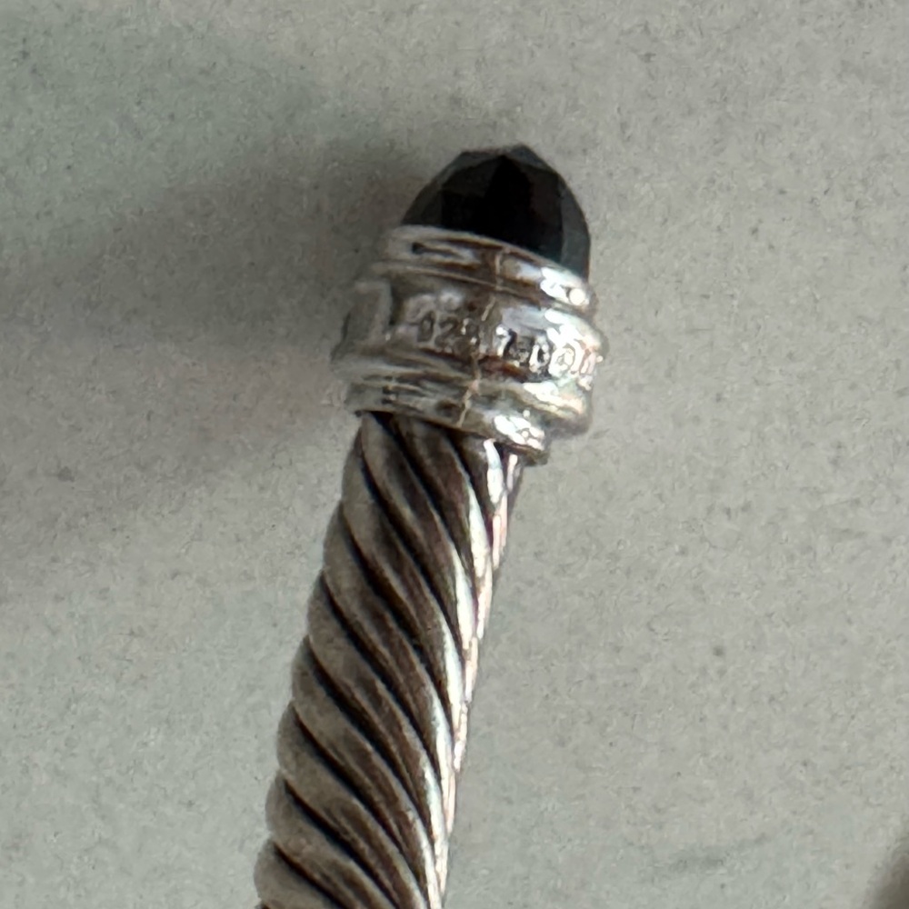David Yurman Cable Bracelet 925 Sterling Silver 750 BWG Black Onyx Diamonds 5mm - Picture 12 of 12